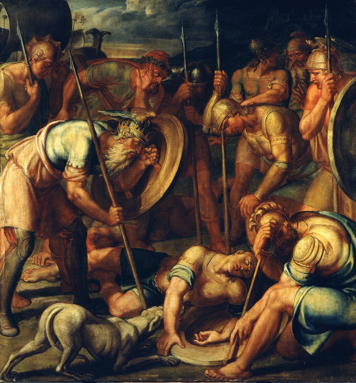 Cena de guerreiros antigos. Morte de Antíloco de Joseph Anton Koch