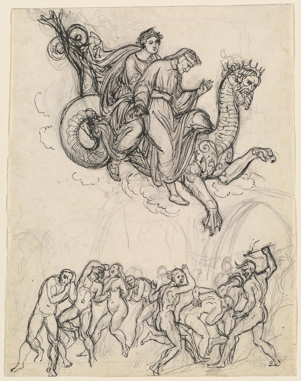 Dante e Virgílio cavalgando nas costas de Geryon de Joseph Anton Koch