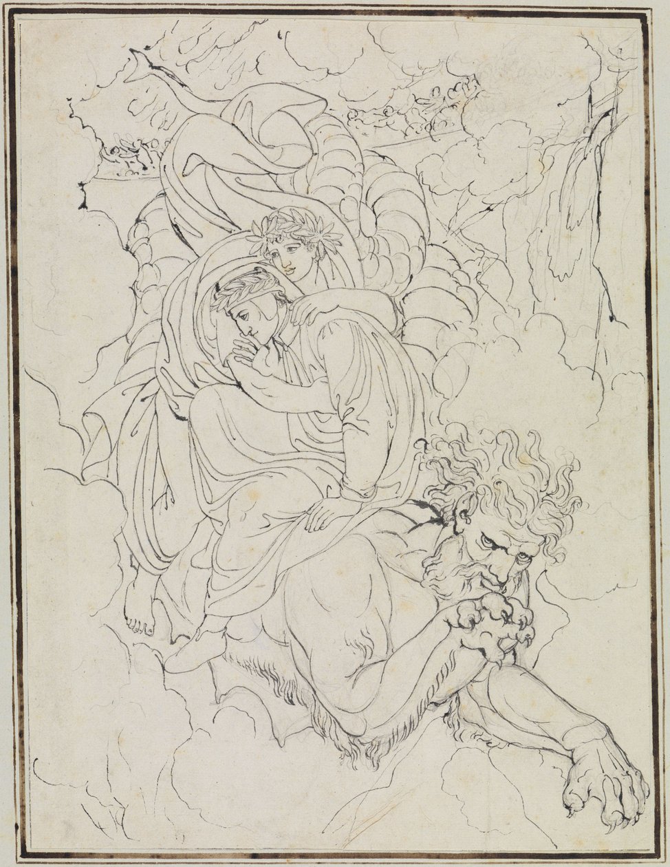 Dante e Virgílio nas costas de Gerião (Dante, Inferno, Canto 17, v. 94) de Joseph Anton Koch