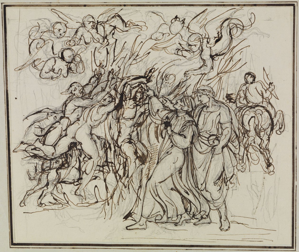 Dante e Virgílio na Floresta dos Suicidas (Dante, Inferno, Canto 13, v. 31) de Joseph Anton Koch