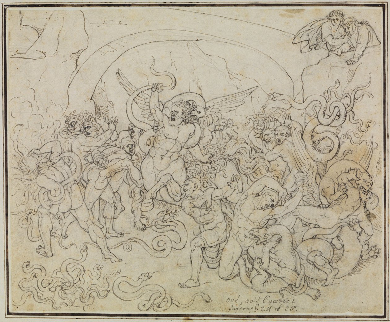 O castigo dos ladrões no vale das serpentes e dos dragões (Inferno de Dante, Canto 25, V 17) de Joseph Anton Koch