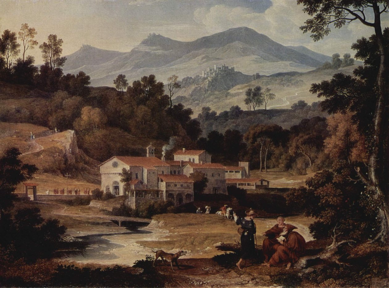 Alemão: Das Kloster San Francesco im Sabinergebirge bei Rom Mosteiro de São Francisco de Civitella nos Montes Sabine de Joseph Anton Koch