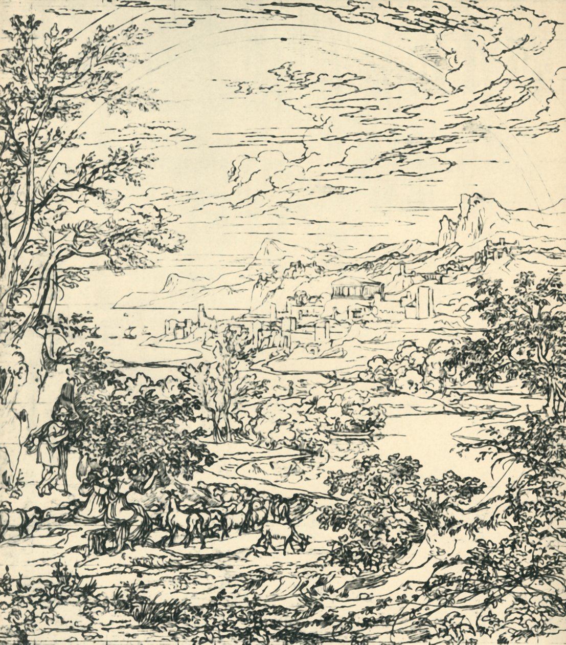 Paisagem com arco-íris, final do século XVIII-início do século XIX, 1943. de Joseph Anton Koch