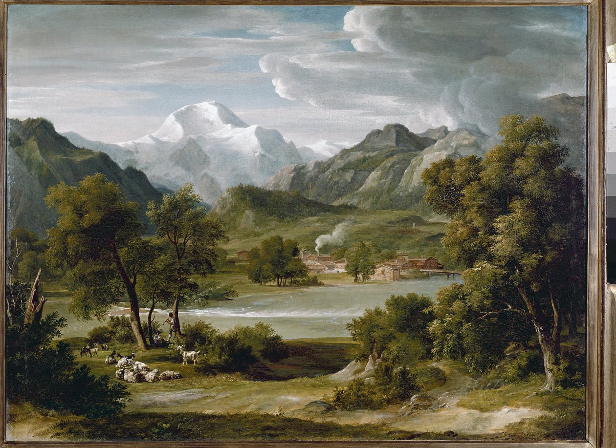 Lauterbrunnen vale perto de Unterseen com vista para Jungfrau (Suíça) (óleo sobre tela, cerca de 1821) de Joseph Anton Koch