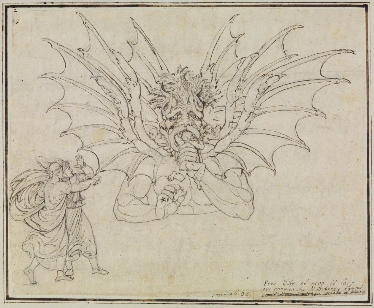 Lúcifer (Inferno de Dante, Canto 34, V. 37) de Joseph Anton Koch