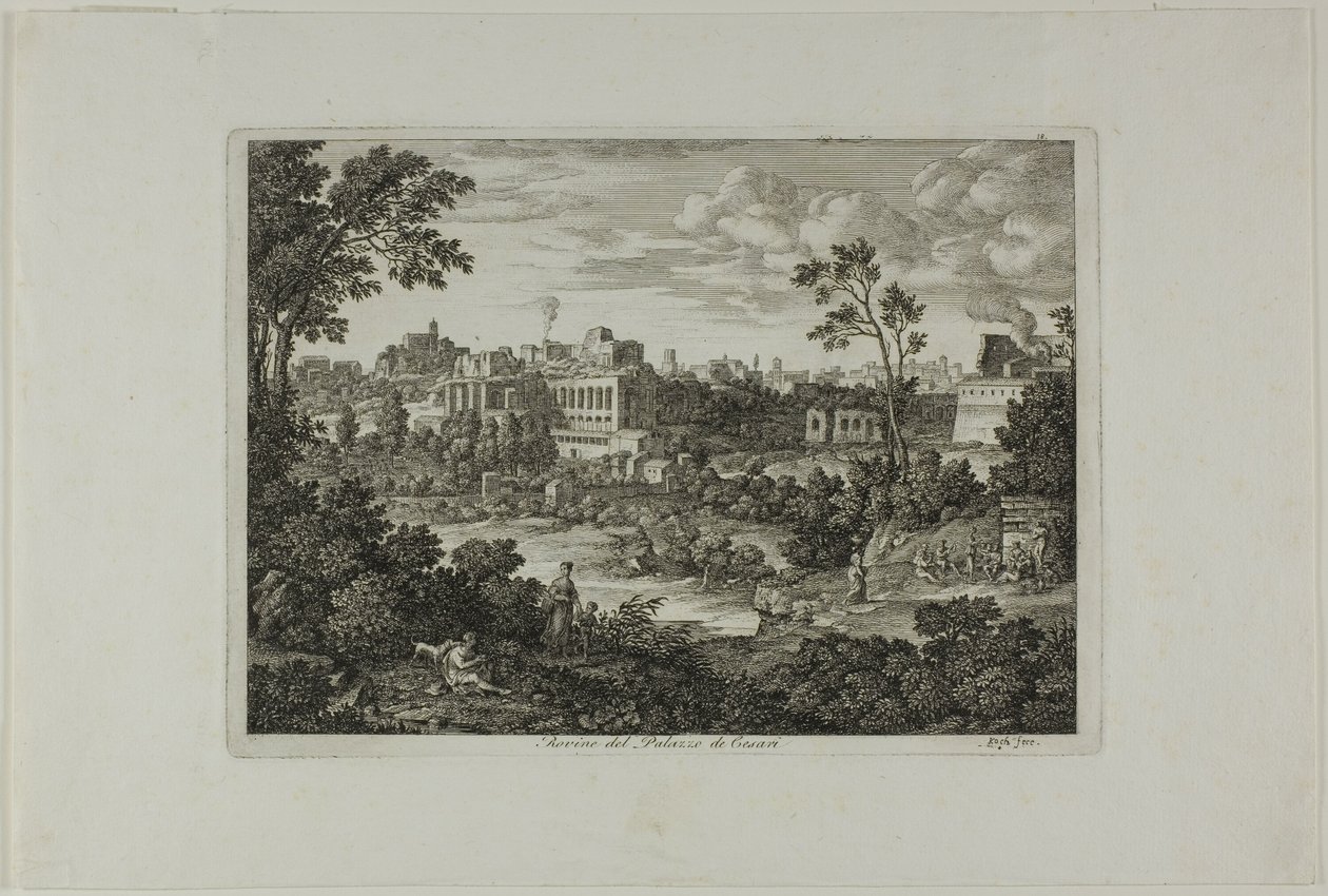 Ruínas do Palácio dos Césares, placa 18 de Die Römische Ansichten de Joseph Anton Koch