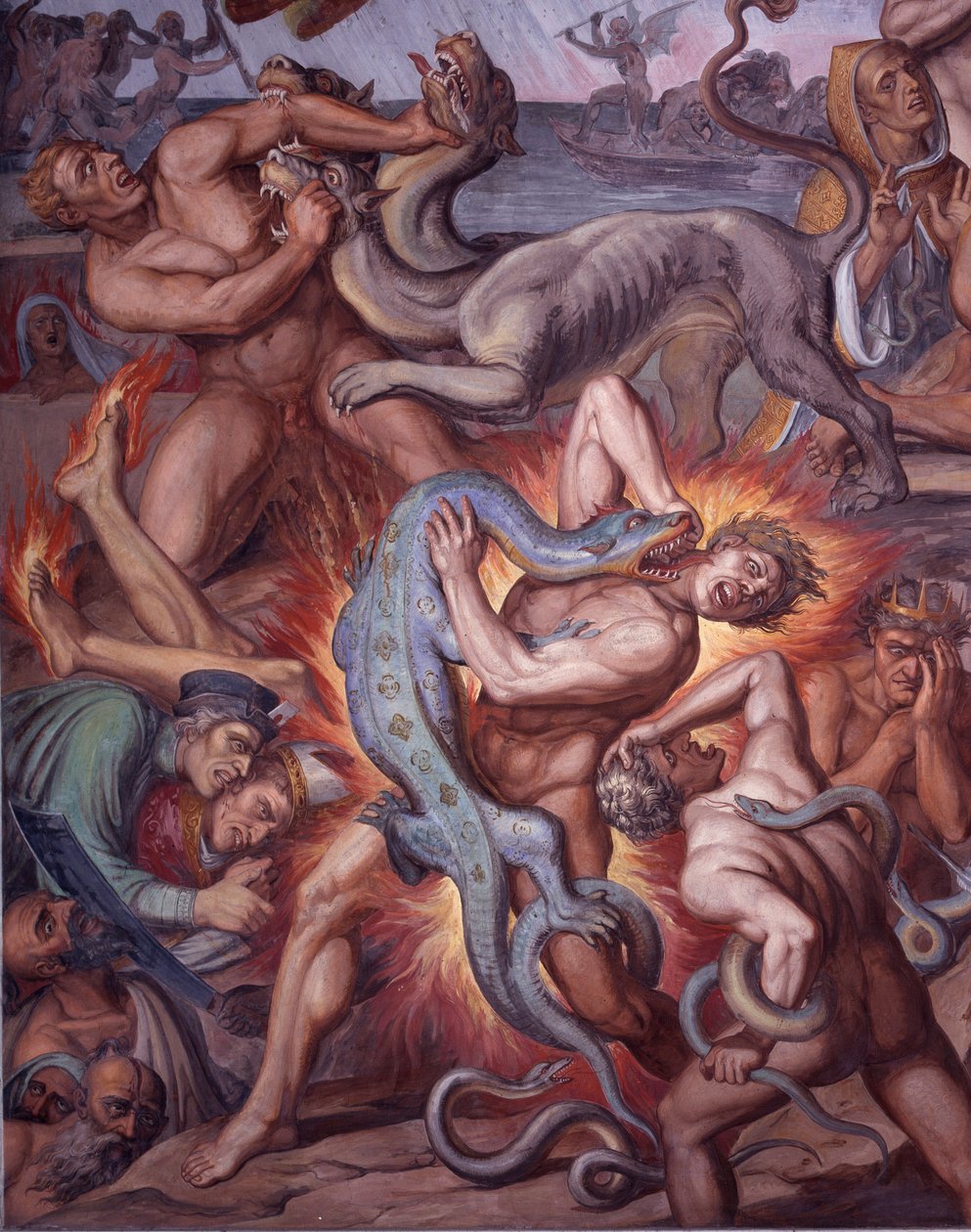 O inferno da Divina Comédia de Dante - Detalhe - Fresco de Joseph Anton Koch