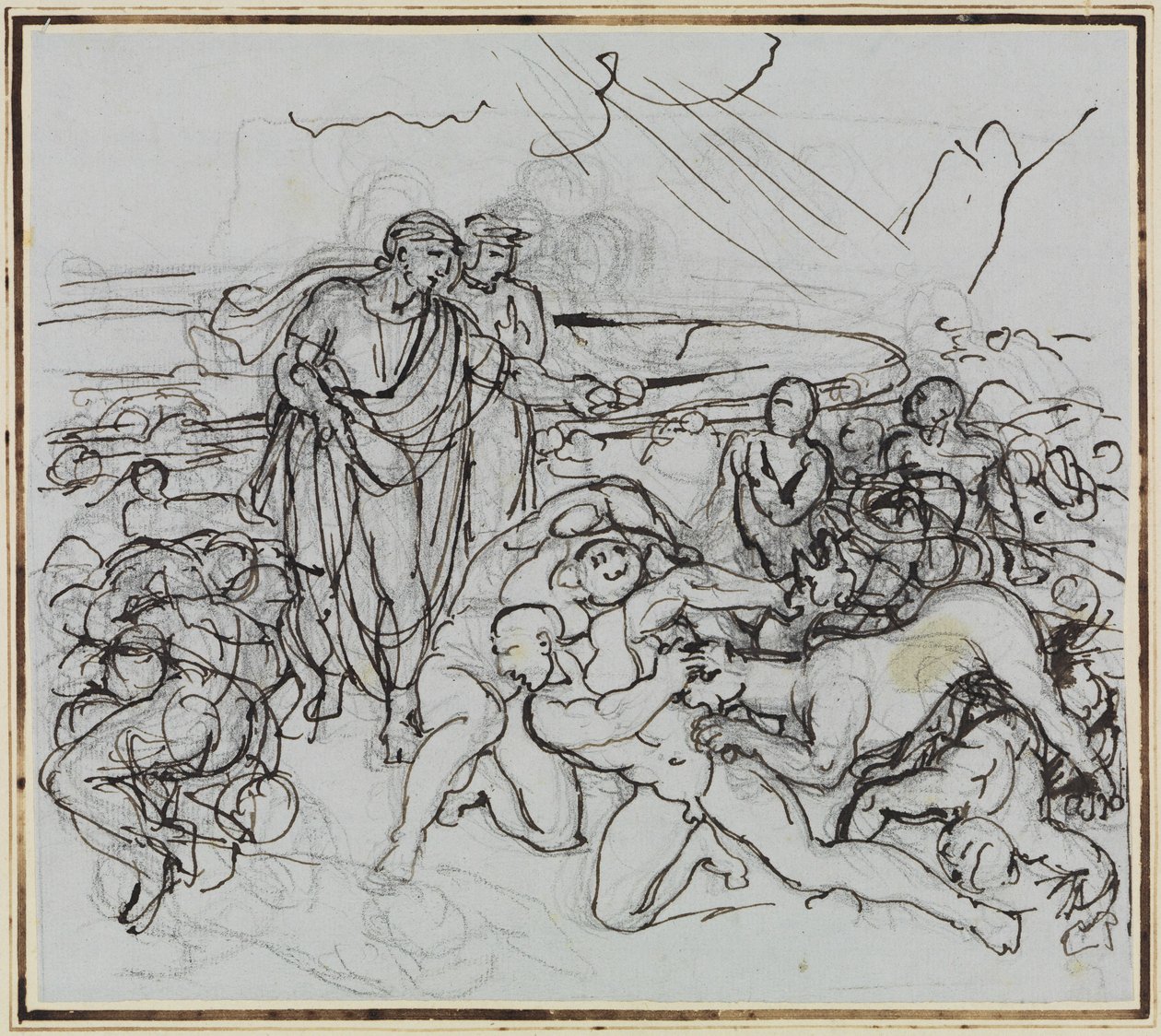 Virgílio acalma Cérbero (Inferno de Dante, canto 6, verso 13) de Joseph Anton Koch