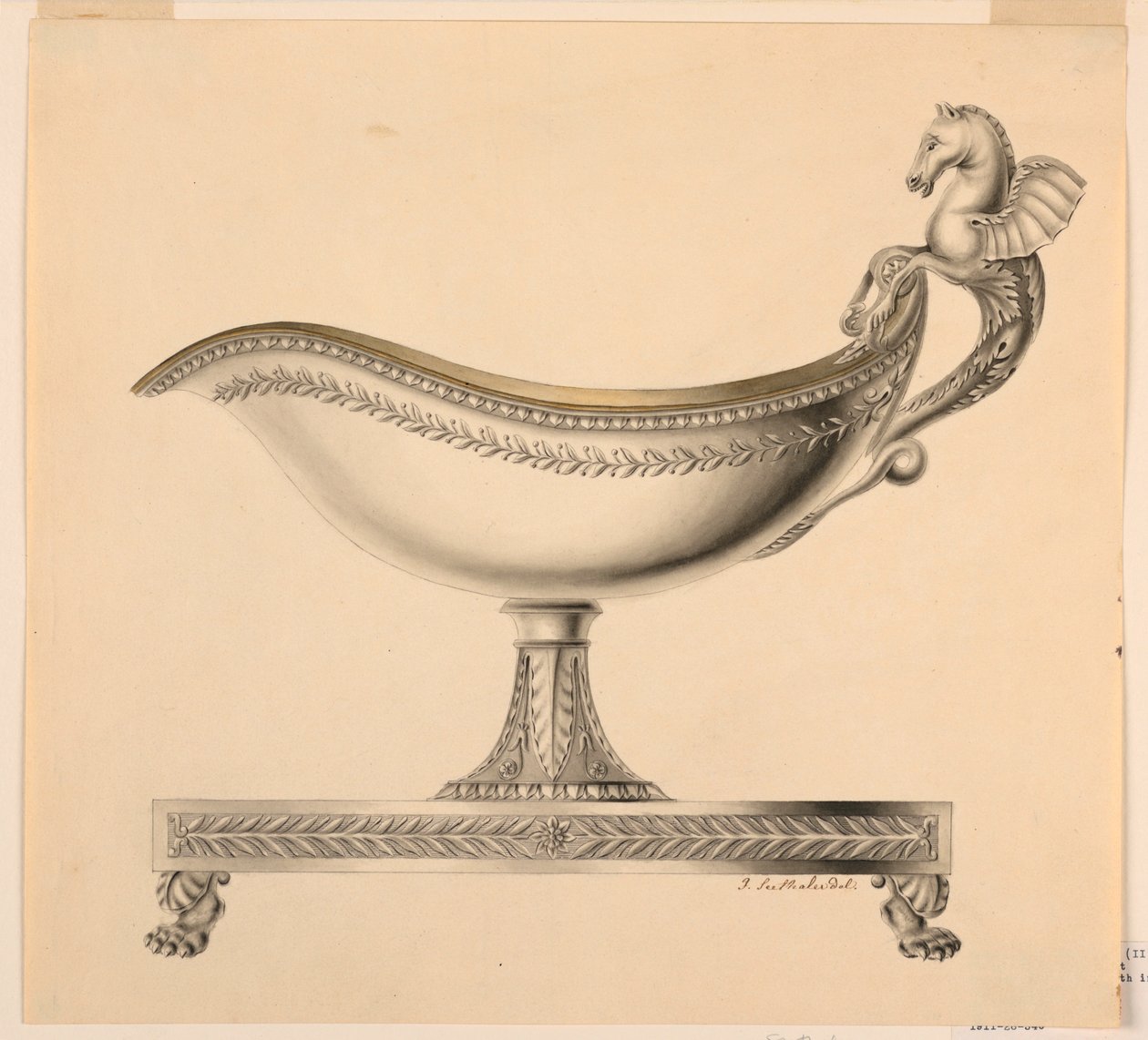 Desenho, Elevação de um Barco de Molhos, 1790-1825 de Joseph Anton Seethaler Ii