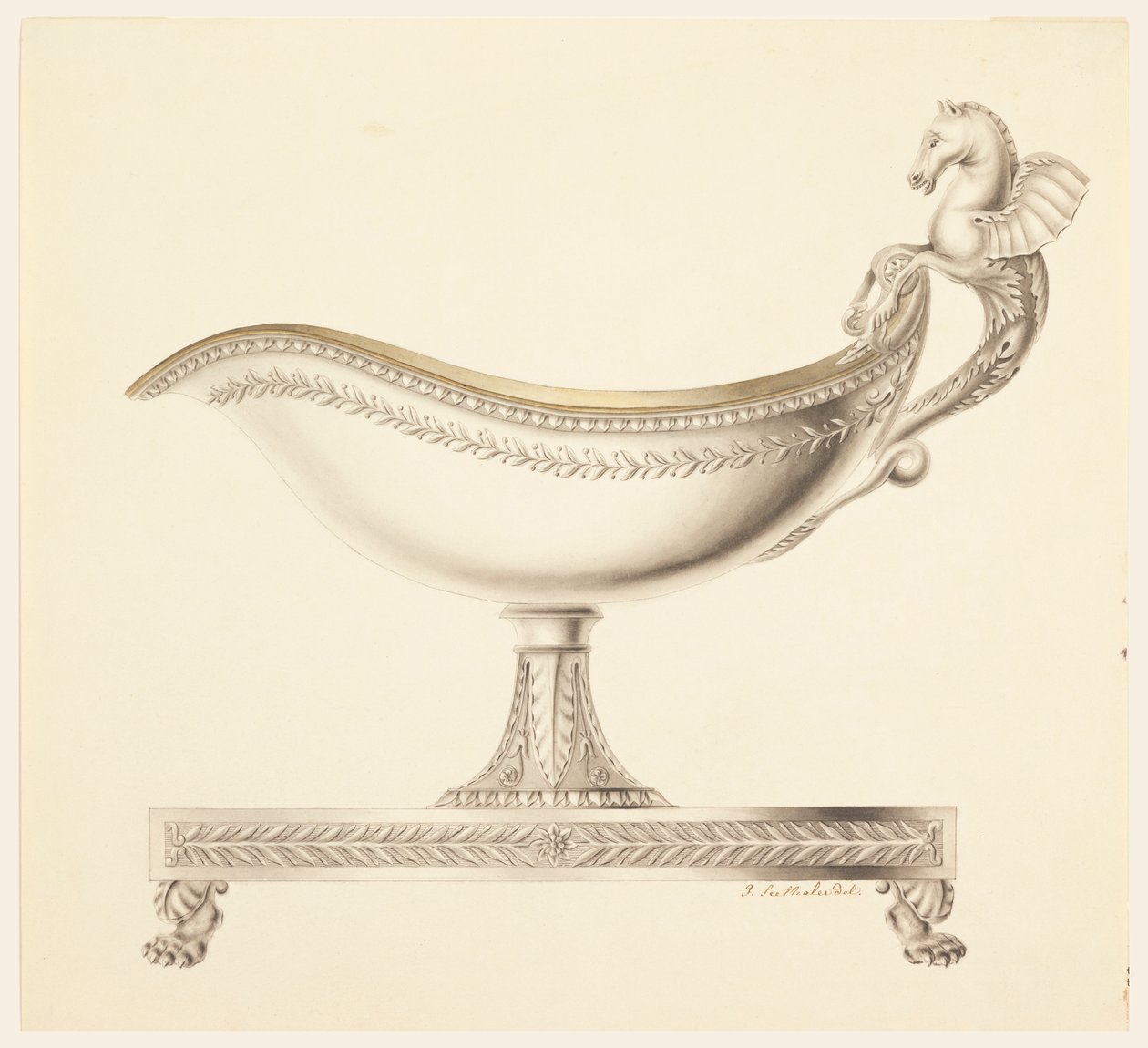 Elevação de um Sauce Boat de Joseph Anton Seethaler Ii