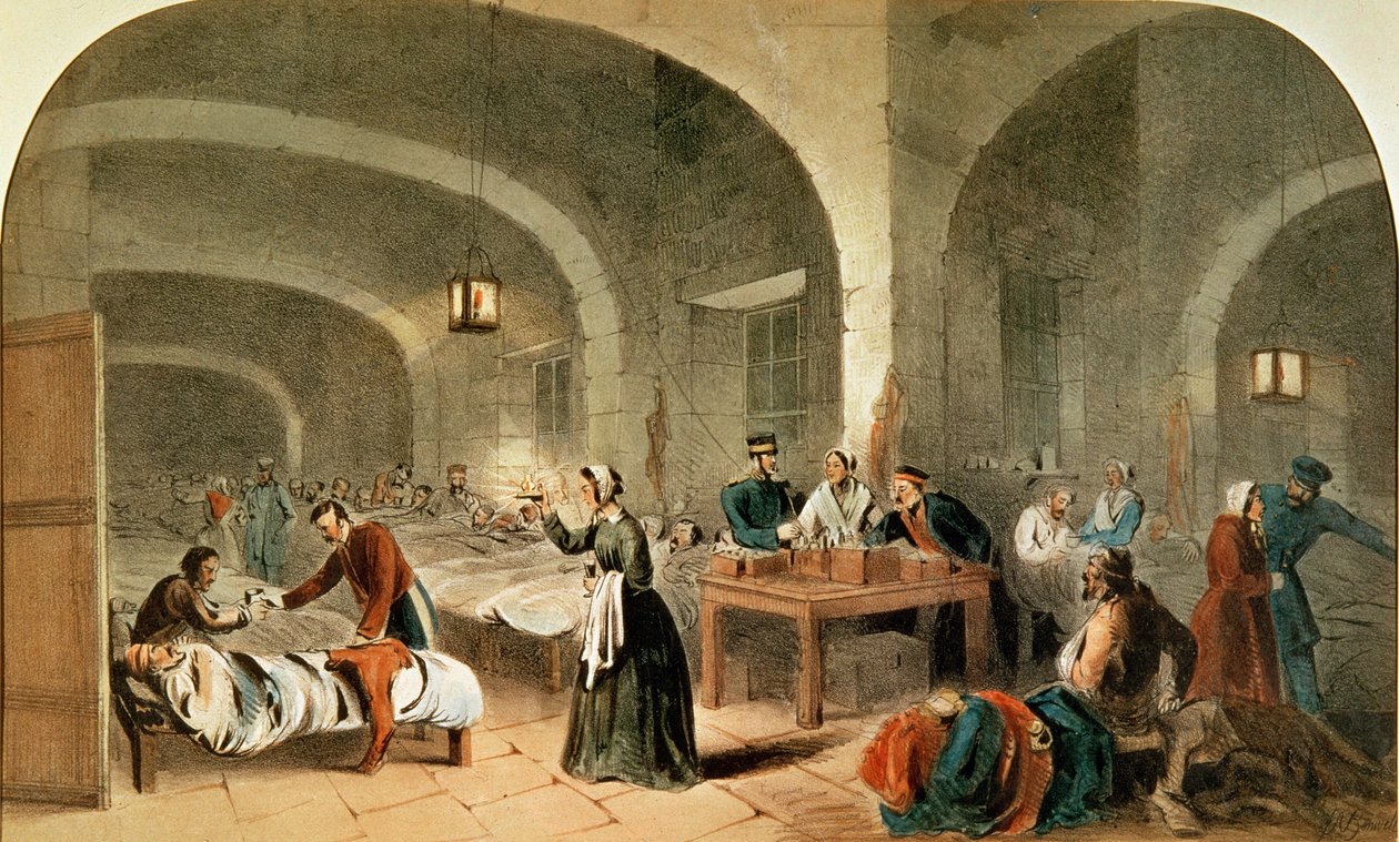 Esboço de uma enfermaria no hospital de Scutari, c.1856 de Joseph Austin Benwell