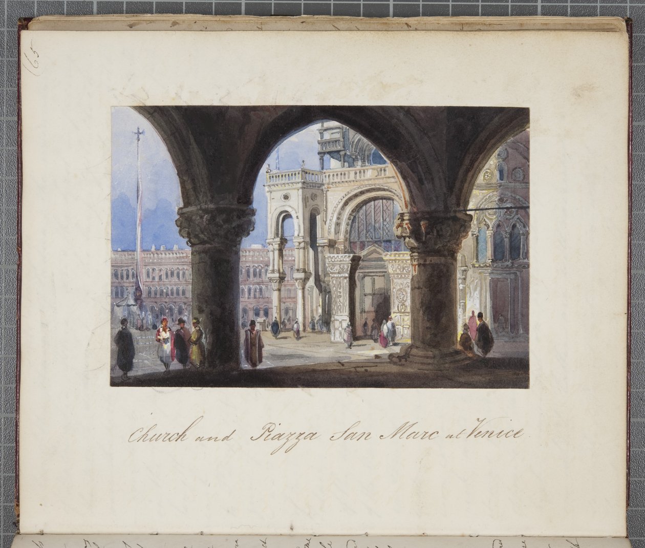 Igreja e Piazza San Marc em Veneza, colado em Thomas Moodys Journal de uma turnê pela Suíça e Itália, 1822 (wc no papel) de Joseph Axe Sleap