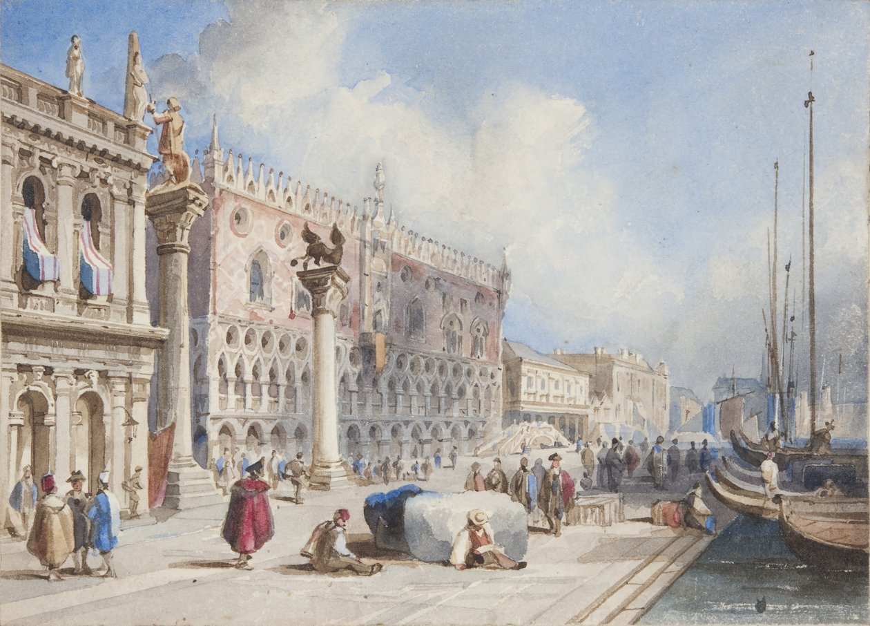 Veneza, colada em Thomas Moodys Journal de uma turnê pela Suíça e Itália, 1822 (wc no papel) de Joseph Axe Sleap