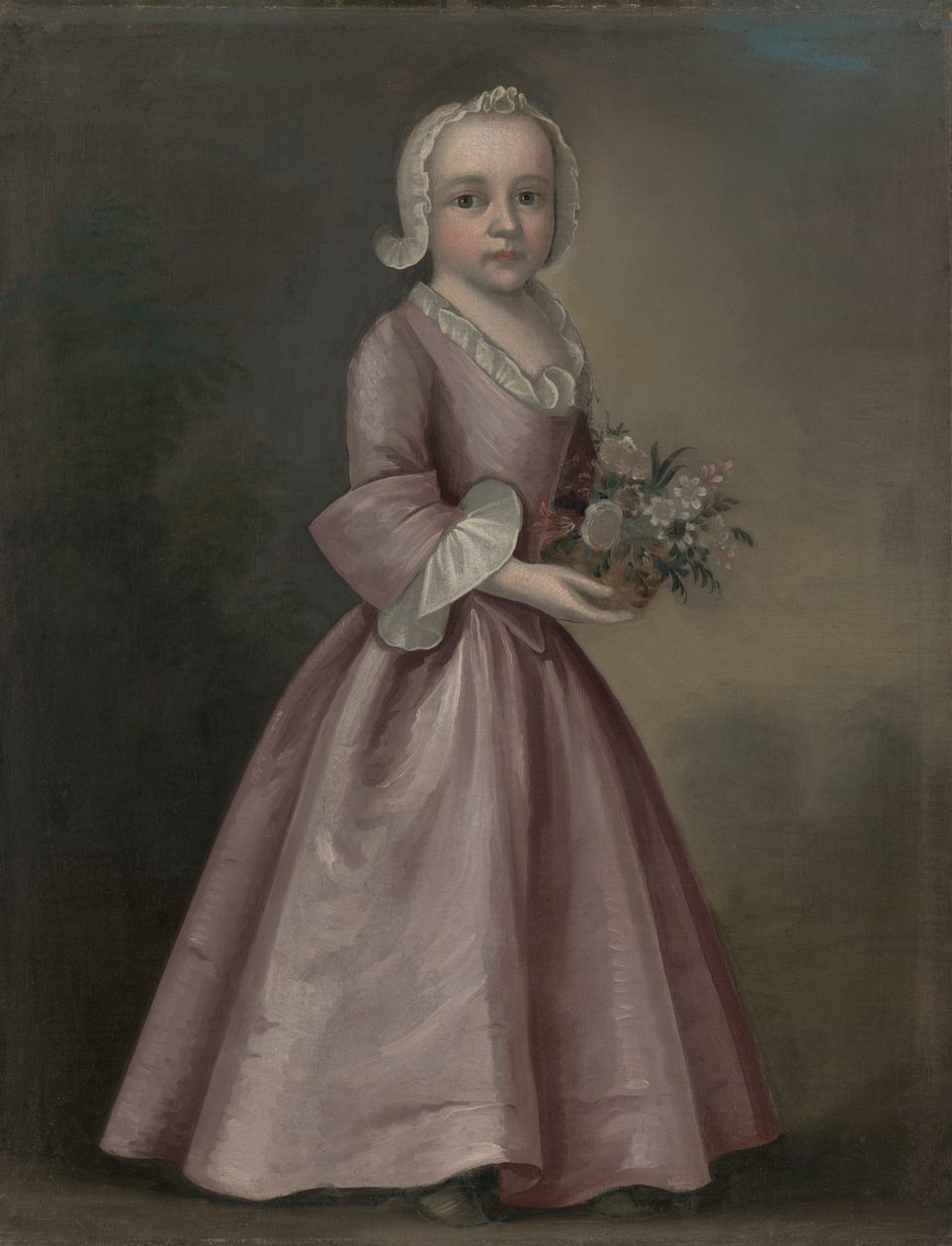 Little Girl Holding Flowers (atribuído a Joseph Badger) de Joseph Badger