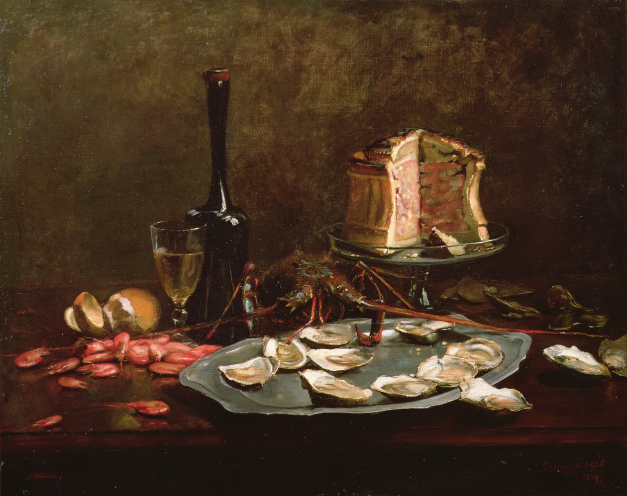 Still Life with Seafood (óleo sobre tela) de Joseph Bail