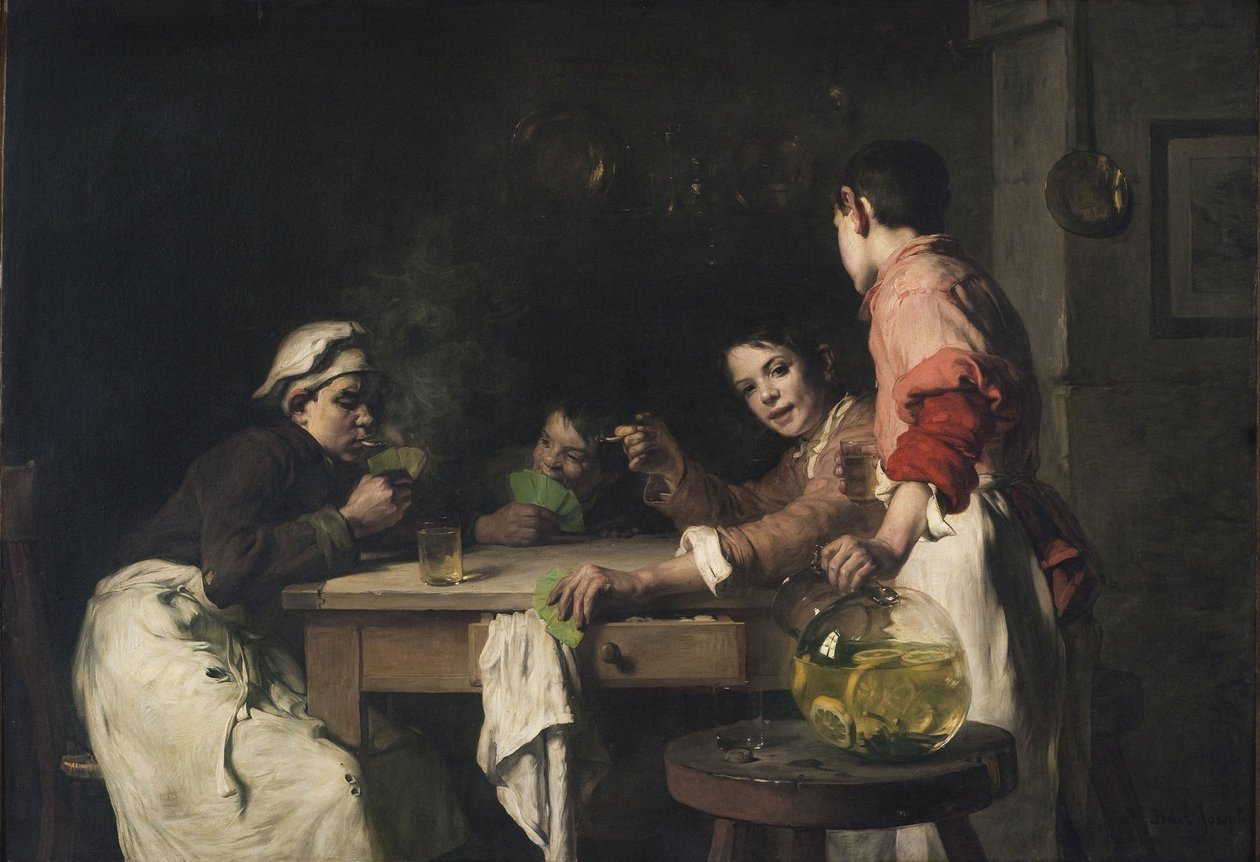 Os jogadores de cartas, ca. 1897 (óleo sobre tela) de Joseph Bail