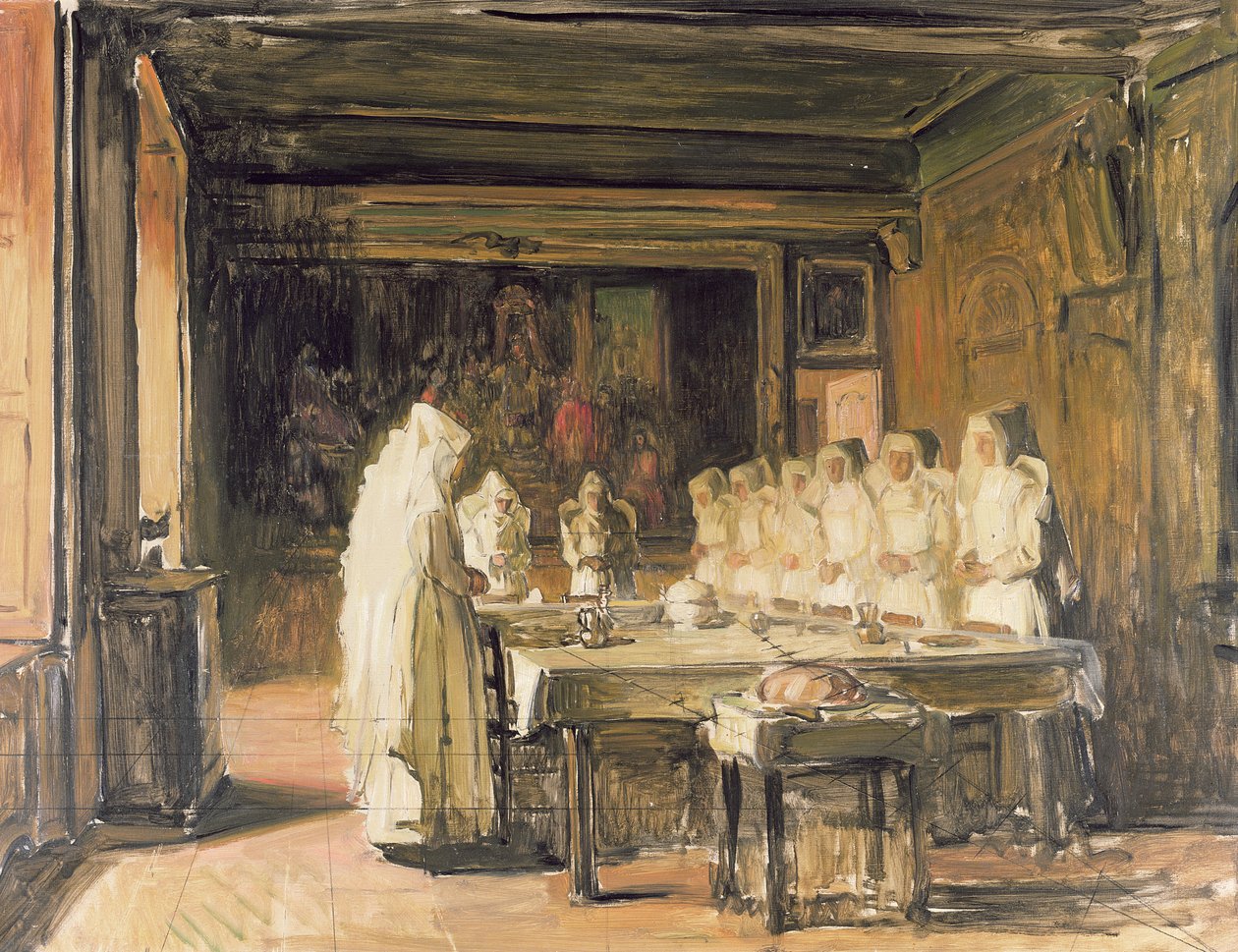 As Irmãs do Hospício de Beaune Dizendo Graça, final do século XIX de Joseph Bail