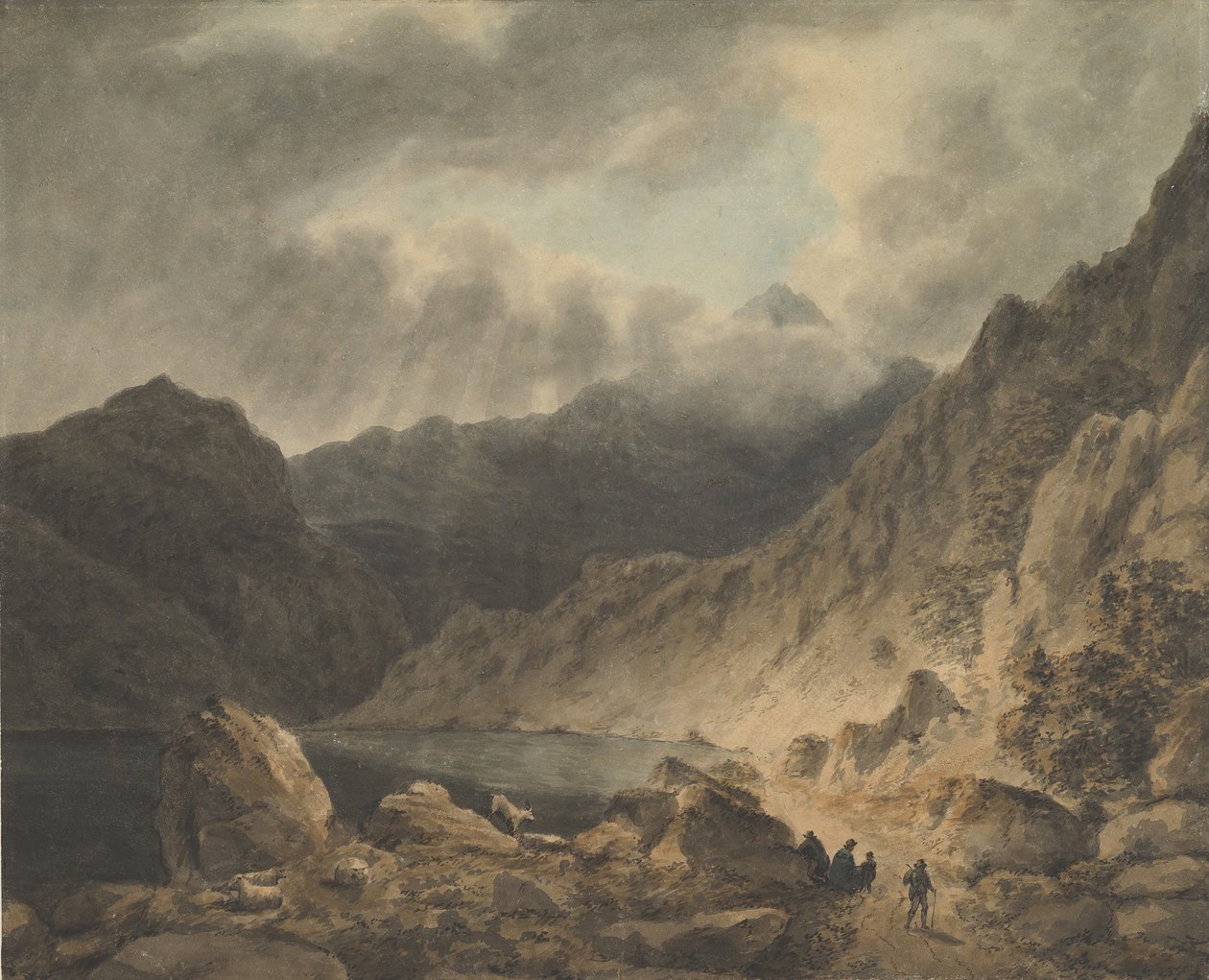 Tempestade sobre um lago, 1800-1811. de Joseph Barber.