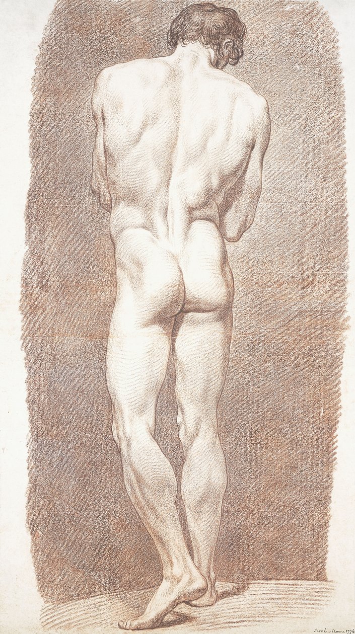 Estudo de um nu masculino, visto por trás, 1774 de Joseph Benoît Suvée