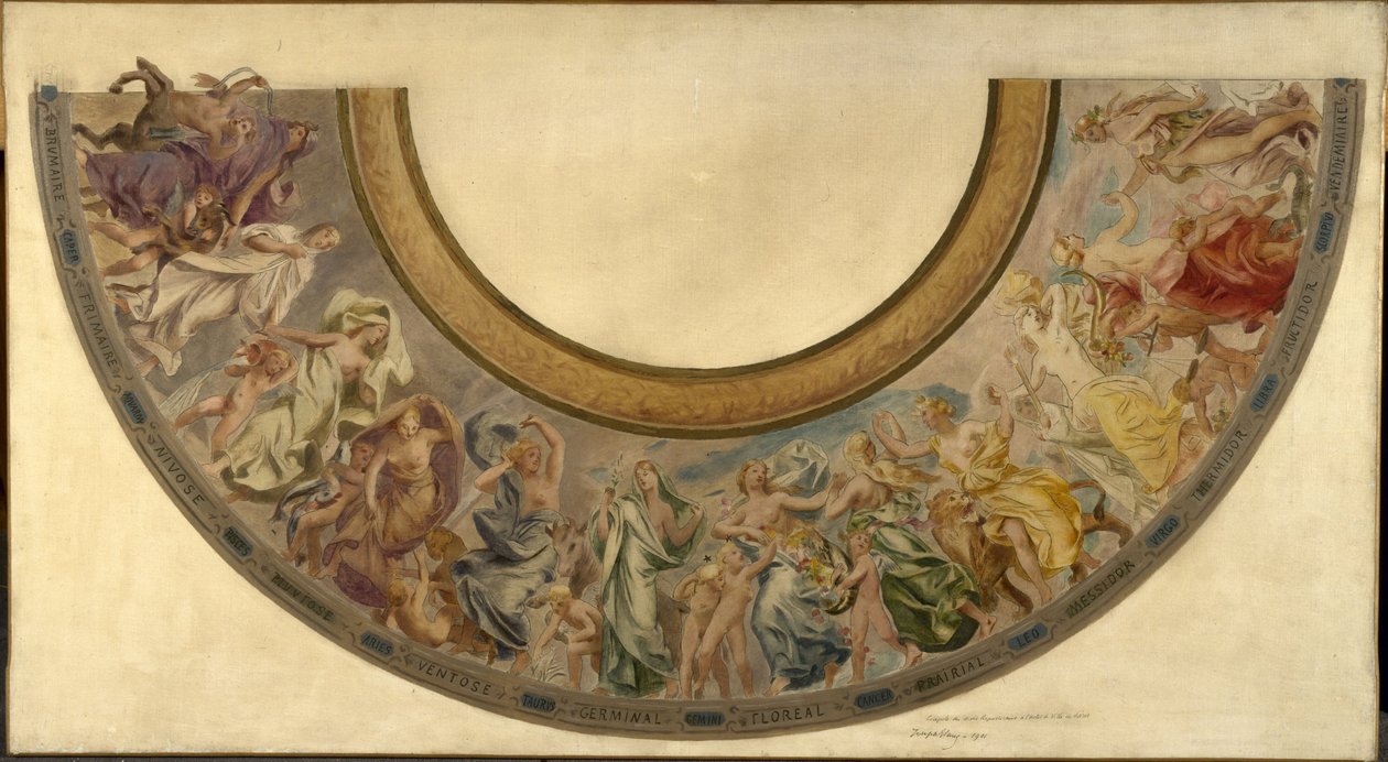 Esboço para a Escadaria do Festival na Câmara Municipal de Paris: Os meses republicanos de Joseph Blanc