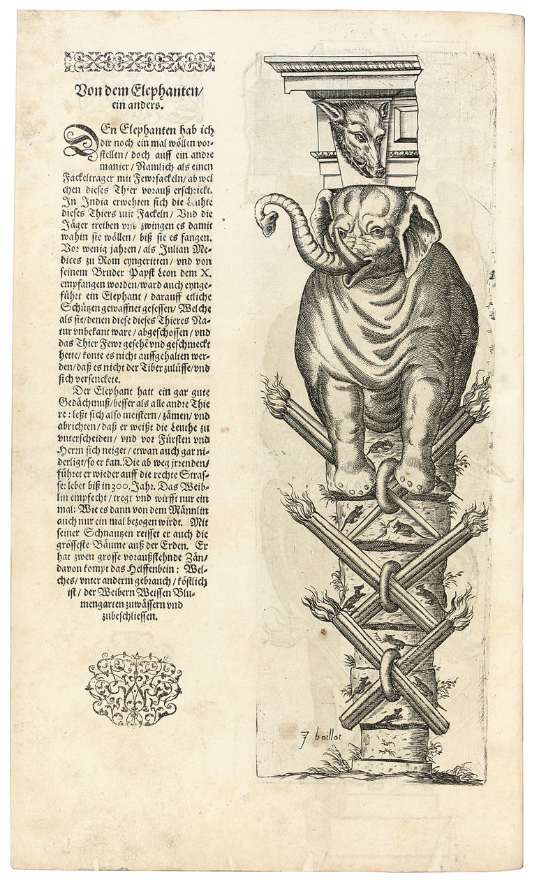 Coluna com a figura de um elefante, 1604 de Joseph Boillot