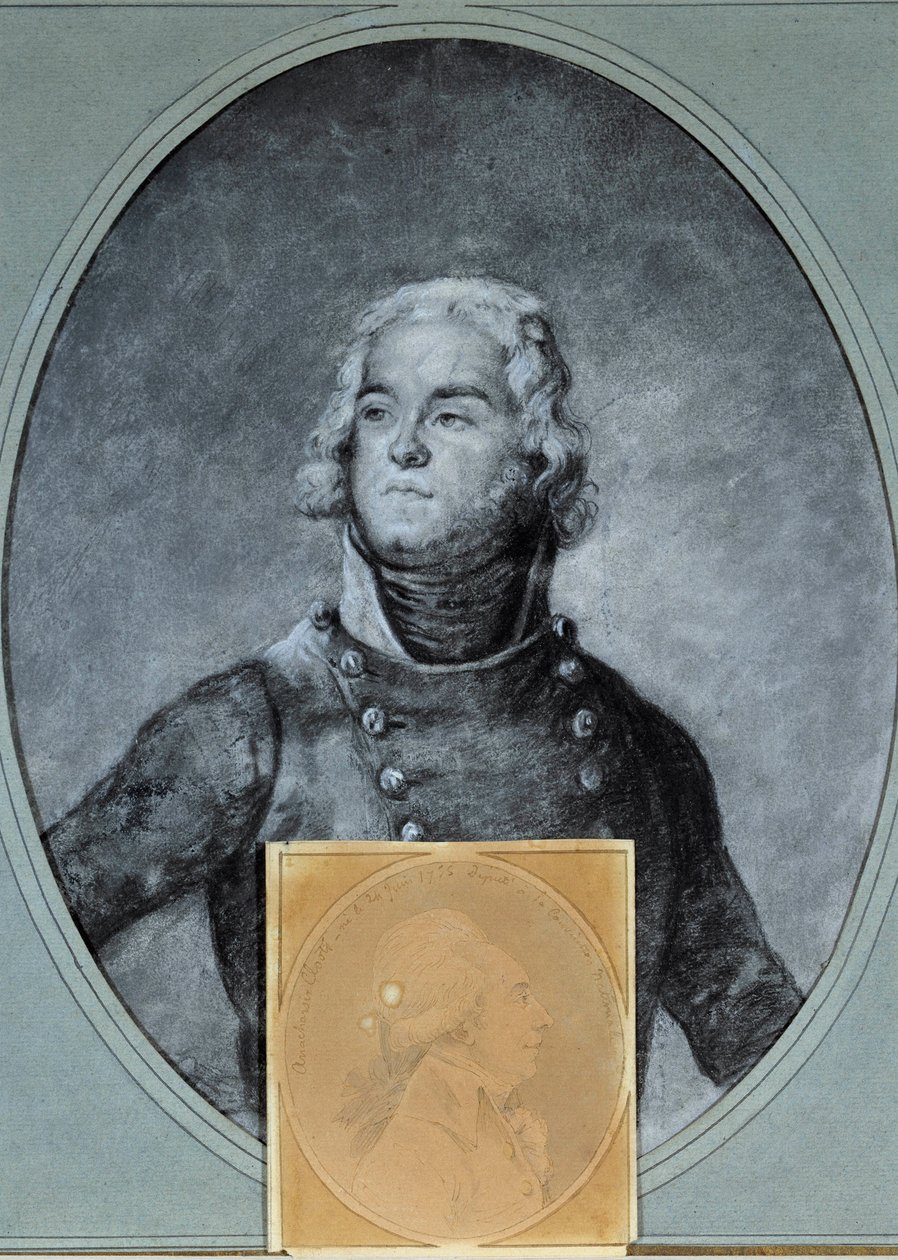 Retrato do General Louis Lazare Hoche (1768-1797) Abaixo, retrato de Anarchasis Cloots (1755-1794), deputado na Convenção Nacional. Desenho de Joseph Boze (1744/1745-1826), século XVIII. Versailles, Museu Lambinet de Joseph Boze