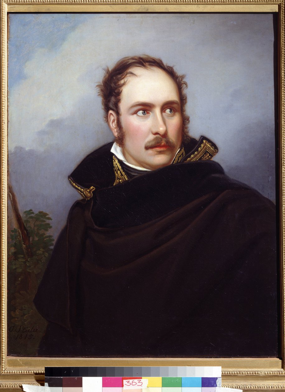 Retrato de Eugene Rose de Beauharnais, conhecido como Príncipe Eugene (1781-1824), Vice-rei do reino de Itália, Grão-Duque de Frankfurt, Duque de Leuchtenberg (Eugene de Beauharnais, Vice-rei do reino de Itália, Grão-Duque de Frankfurt, Duque de Leuchtenbe de Joseph Carl Stieler