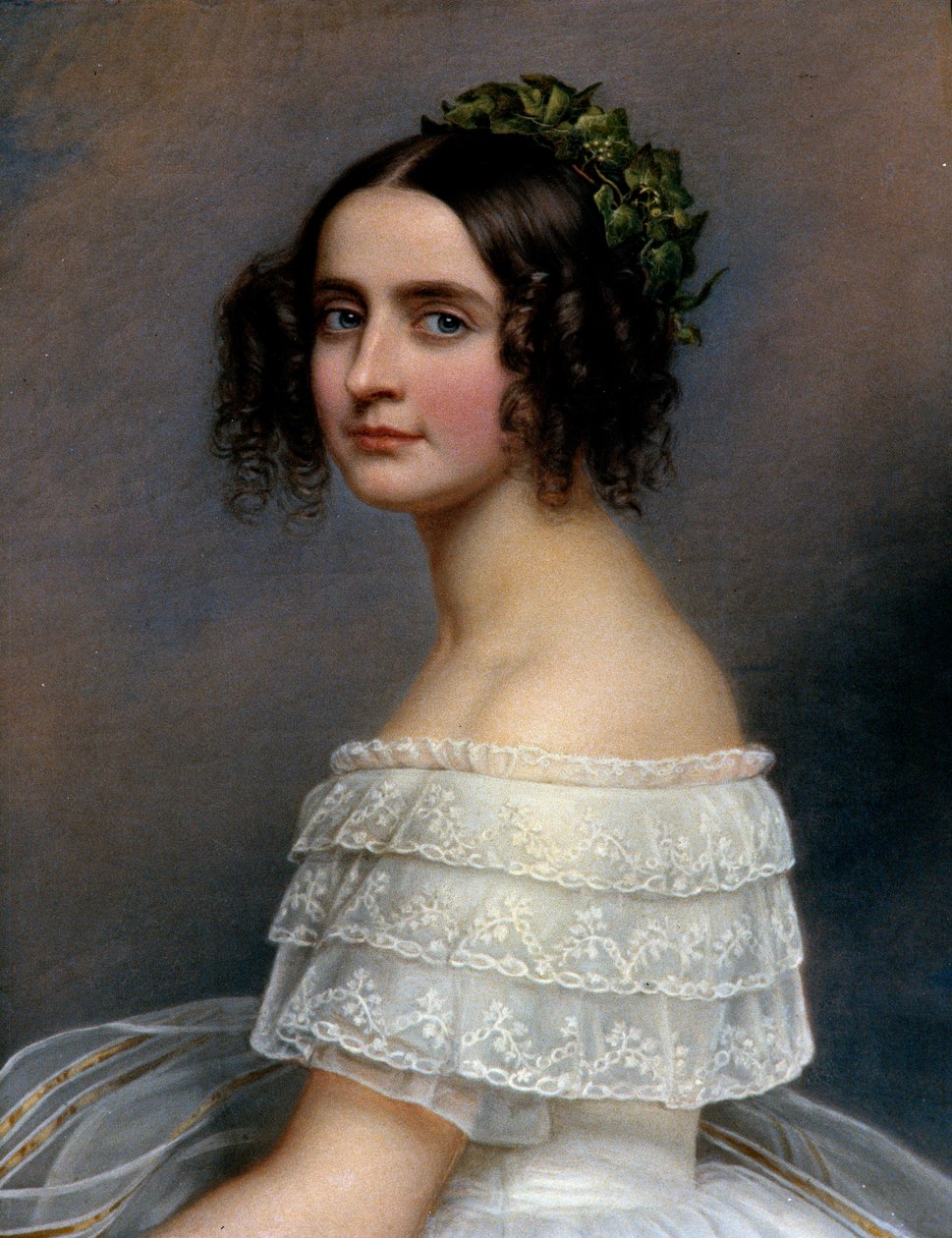 Retrato da Princesa Alexandra de Baviere (Alexandra Amalie von Bayern, Alexandra da Baviera) (1826-1875) - Pintura de Joseph Karl Stieler (1781-1858) Ec. Todos de Joseph Carl Stieler