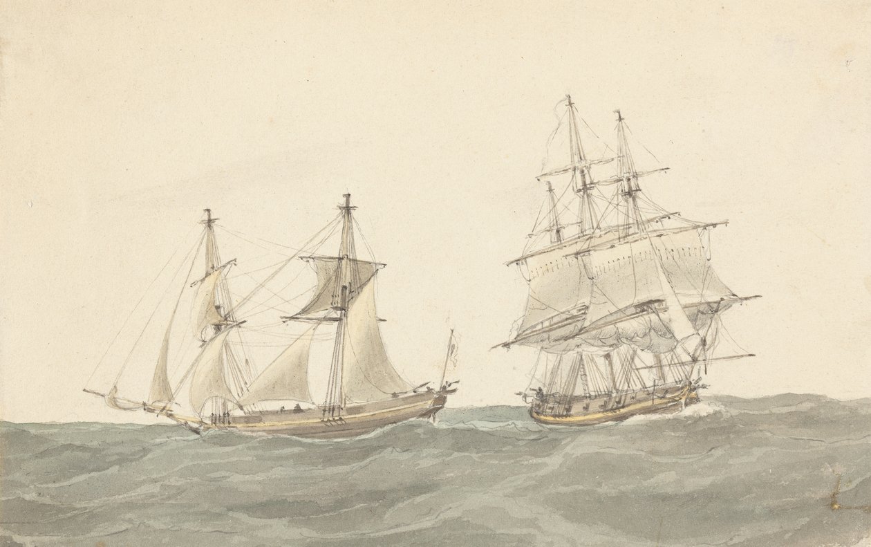 Barquentine e Fragata em Mares Pesados de Joseph Cartwright