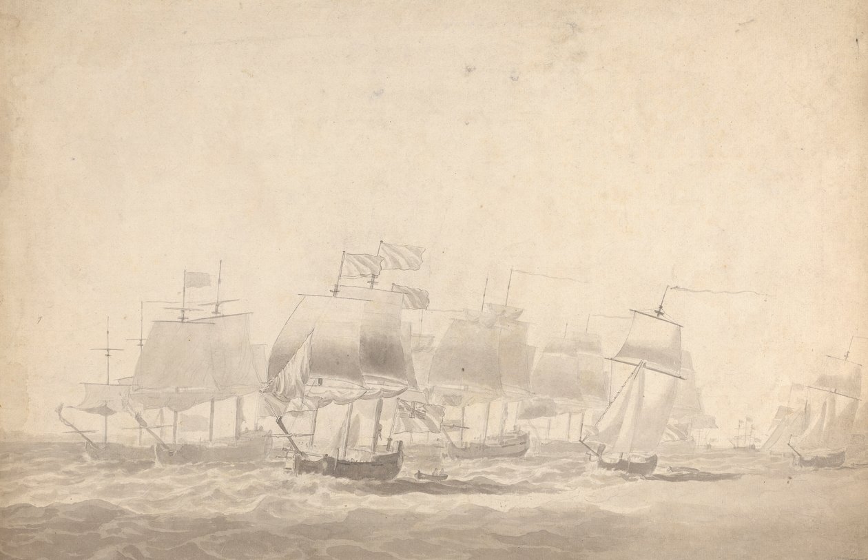 Vários Navios em Formação para Batalha em Mares Pesados de Joseph Cartwright