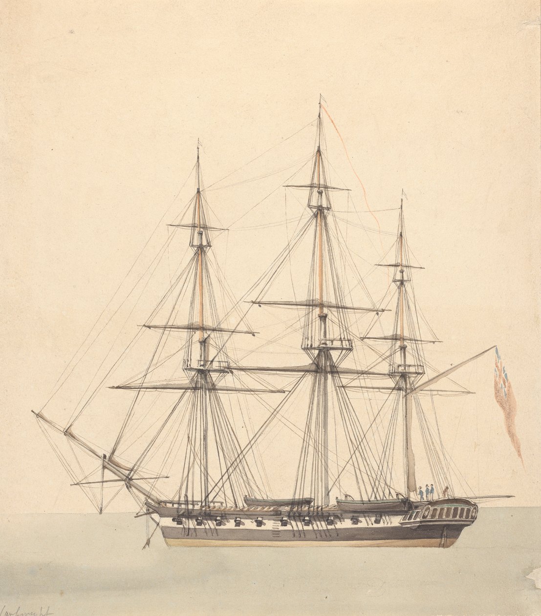 Corvette Simples (?) com Três Números em Uniformes Navais e Valete da União de Joseph Cartwright