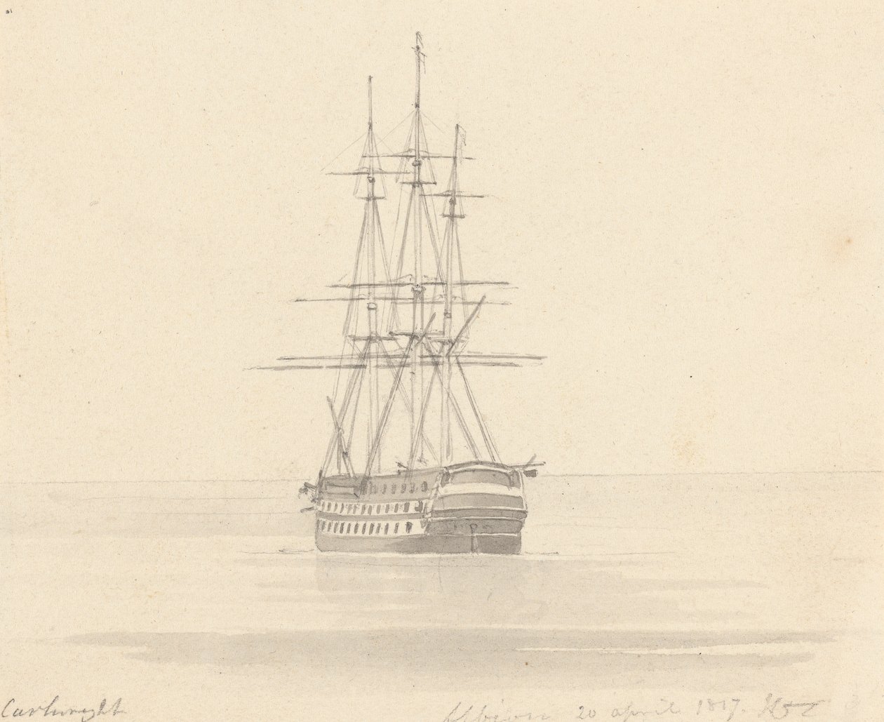 Fragata única, Stern Forward; Albion 20 de Abril de 1817 de Joseph Cartwright