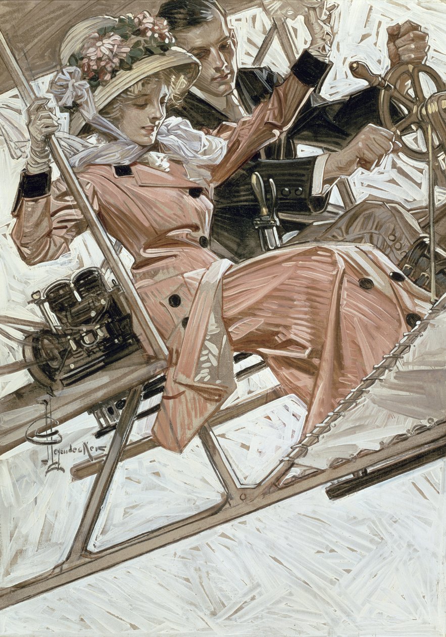 Homem e Mulher em Avião (óleo sobre tela) de Joseph Christian Leyendecker
