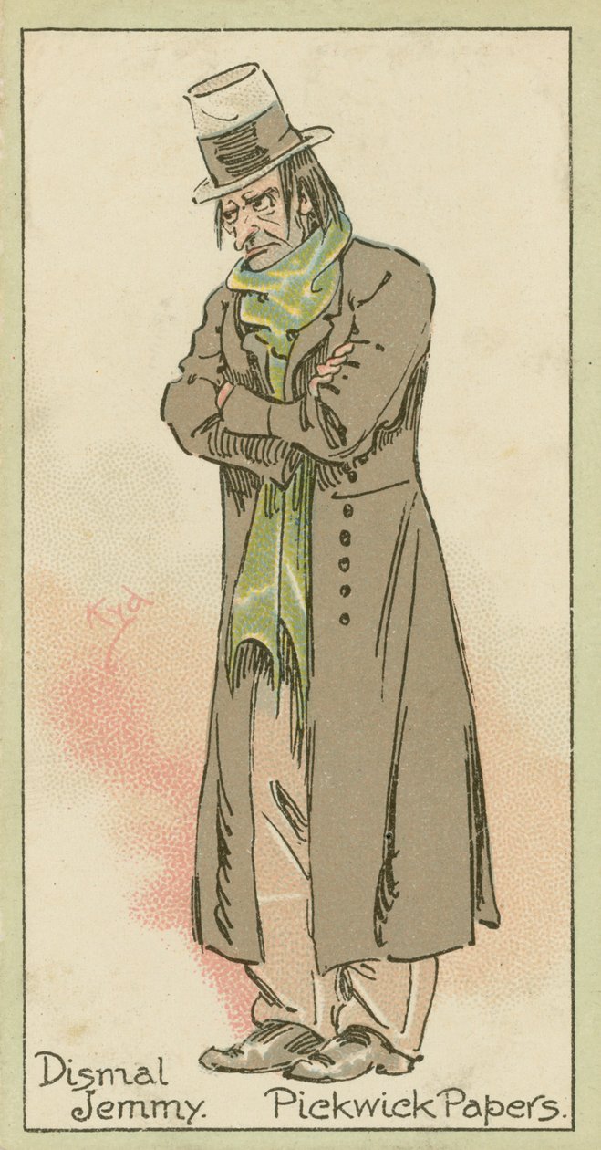 Dismal Jemmy, Pickwick Papers (litografia a cores) de Joseph Clayton (1856-1937) (after) Clarke
