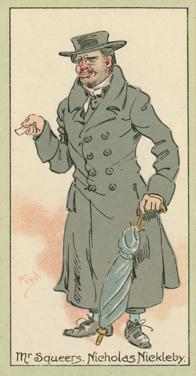 Sr. Squeers, Nicholas Nickleby (litografia a cores) de Joseph Clayton (1856-1937) (after) Clarke
