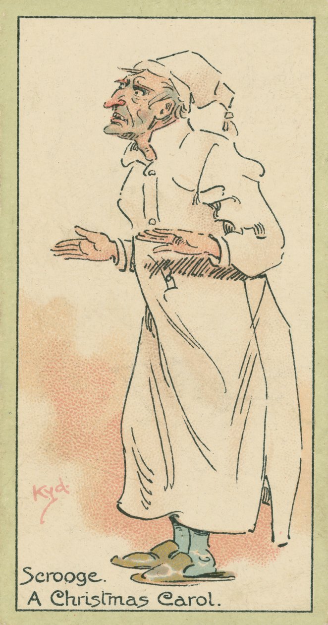 Scrooge, Um Cântico de Natal (litografia a cores) de Joseph Clayton (1856-1937) (after) Clarke