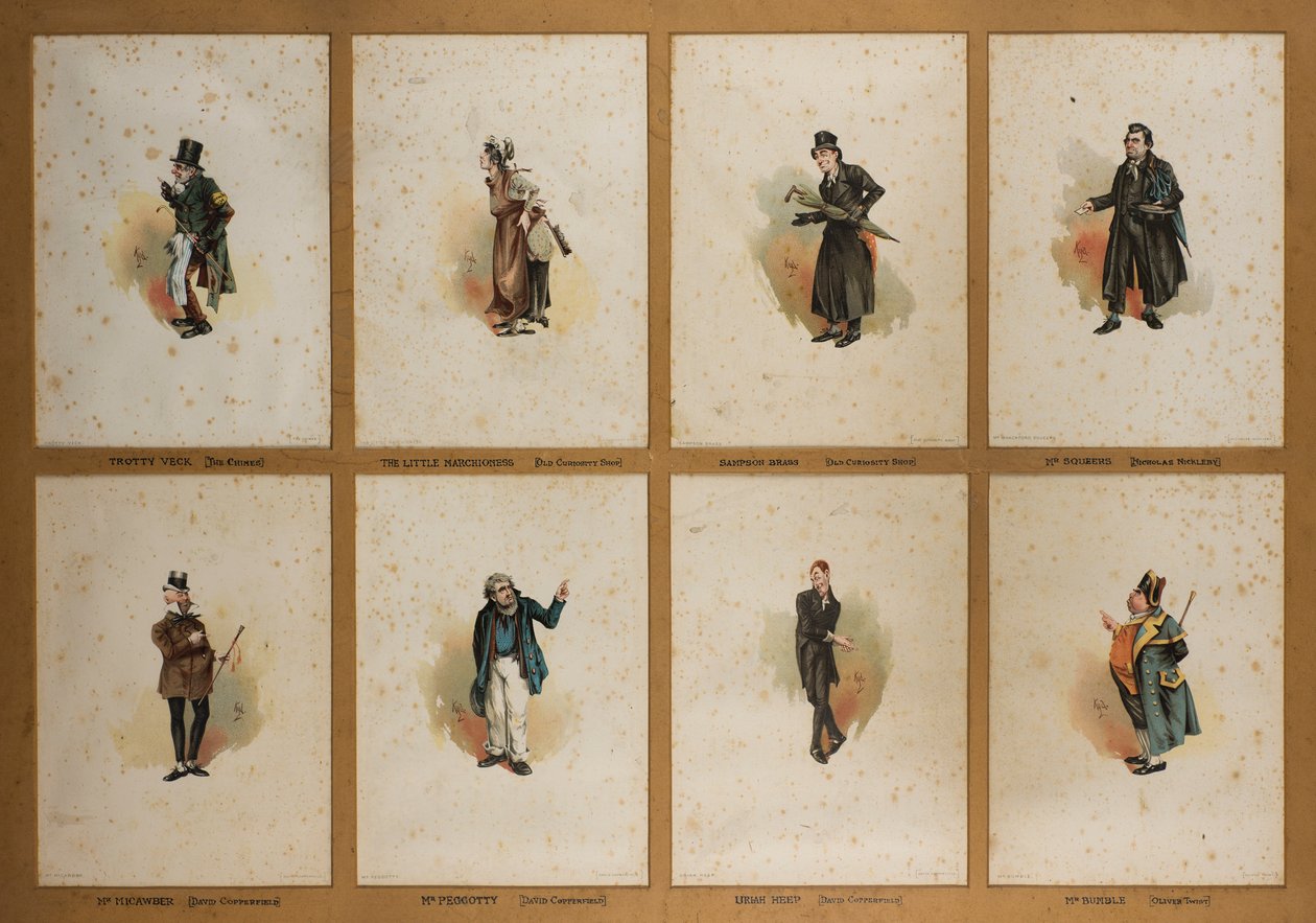 Oito Personagens Dickensian (litografia) de Joseph Clayton  Clarke
