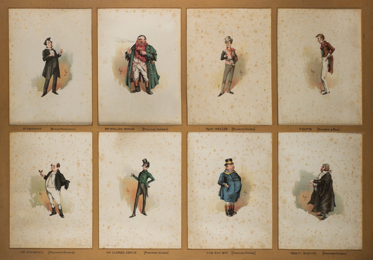 Oito Personagens Dickensian (litografia) de Joseph Clayton  Clarke