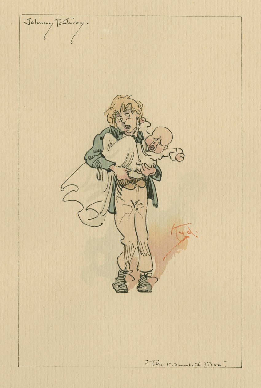 Johnny Tellerby - O Homem Assombrado e o Barganha do Fantasma, em 1920 (caneta e tinta com wc no papel) de Joseph Clayton Clarke