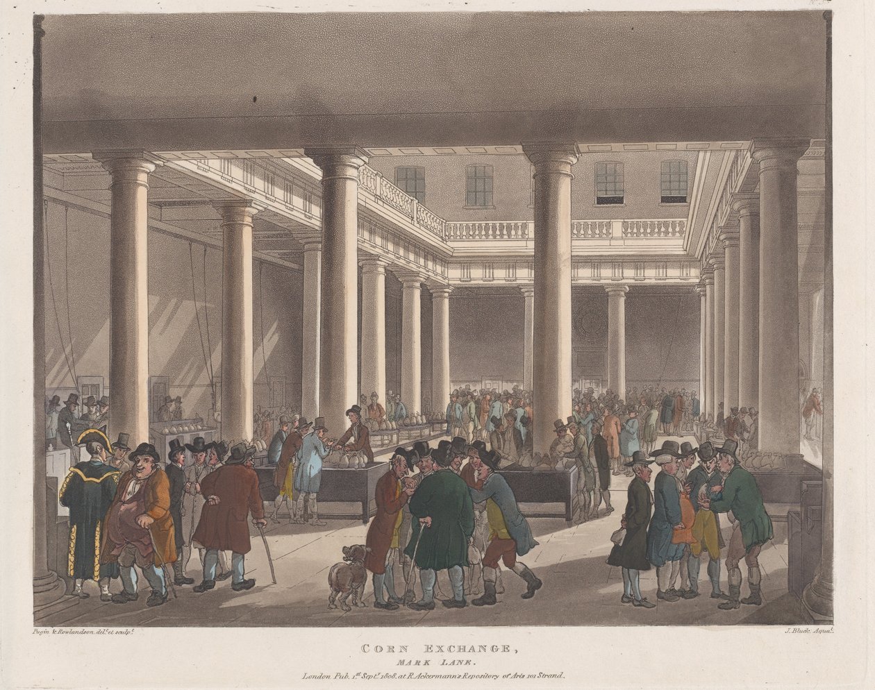 Corn Exchange, Mark Lane, 1 de Setembro de 1808., 1 de Setembro de 1808. de Joseph Constantine Stadler