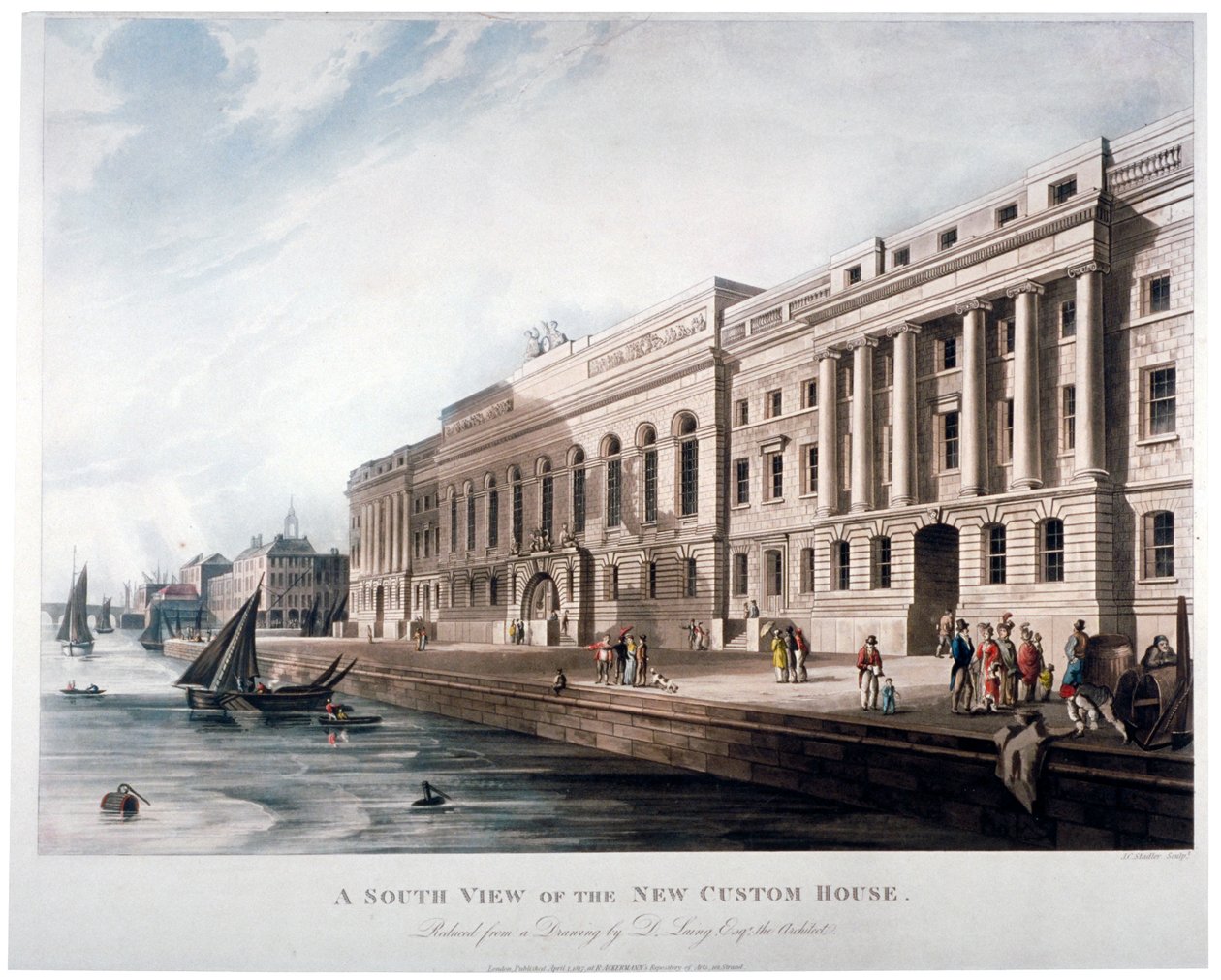 Custom House, Cidade de Londres, 1817 de Joseph Constantine Stadler