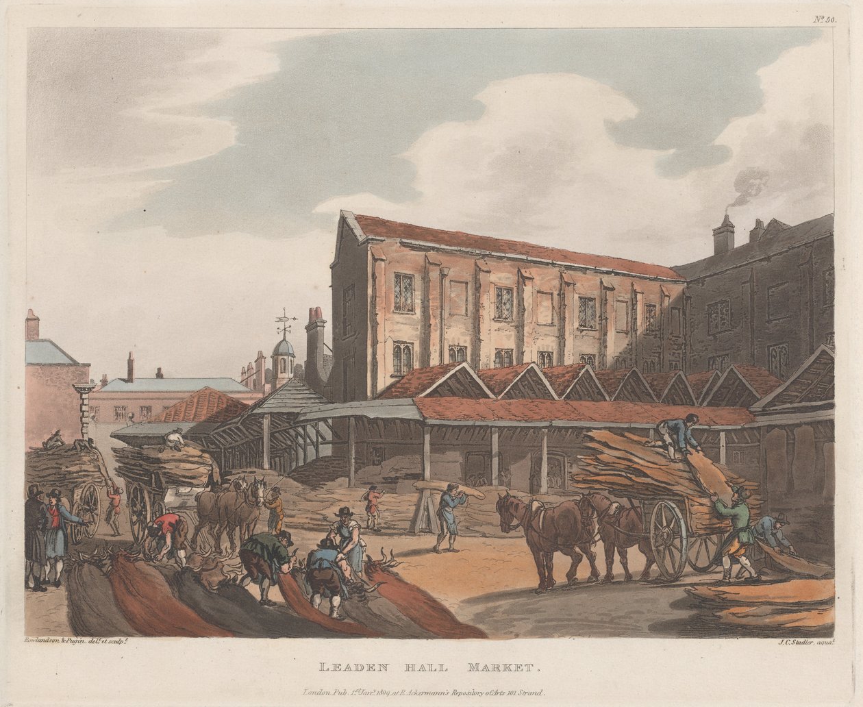 Leaden Hall Market, 1 de Janeiro de 1809., 1 de Janeiro de 1809. de Joseph Constantine Stadler