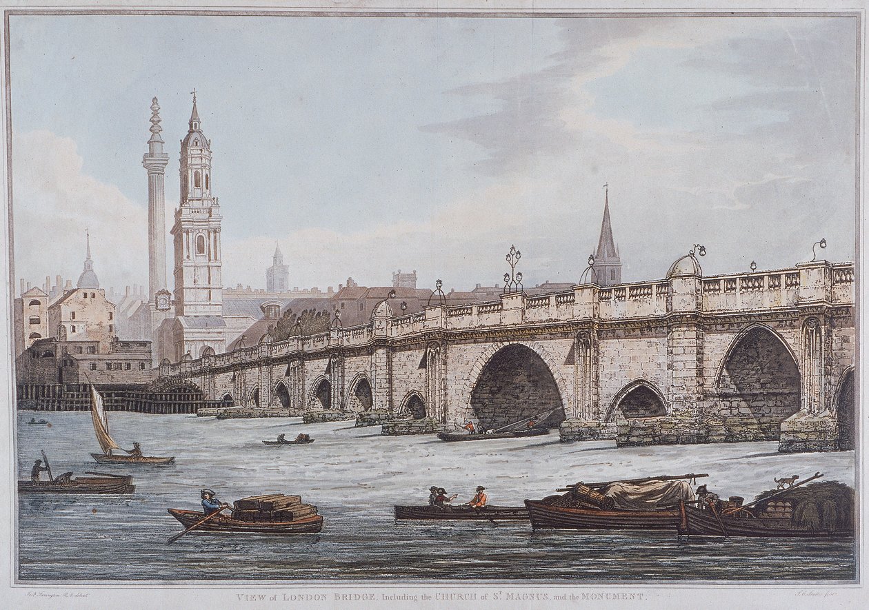 Ponte de Londres velha, Londres, 1790 de Joseph Constantine Stadler