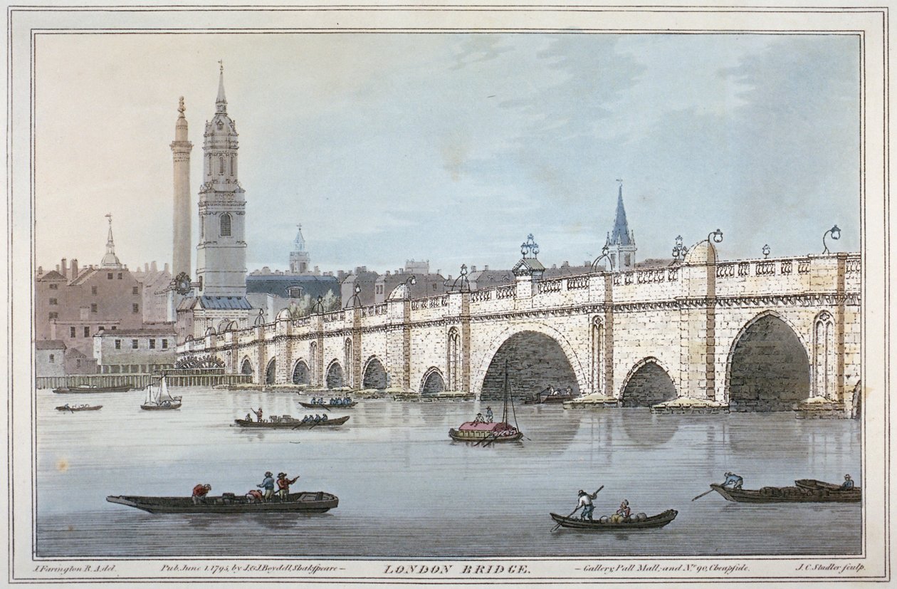 Old London Bridge, 1795 de Joseph Constantine Stadler