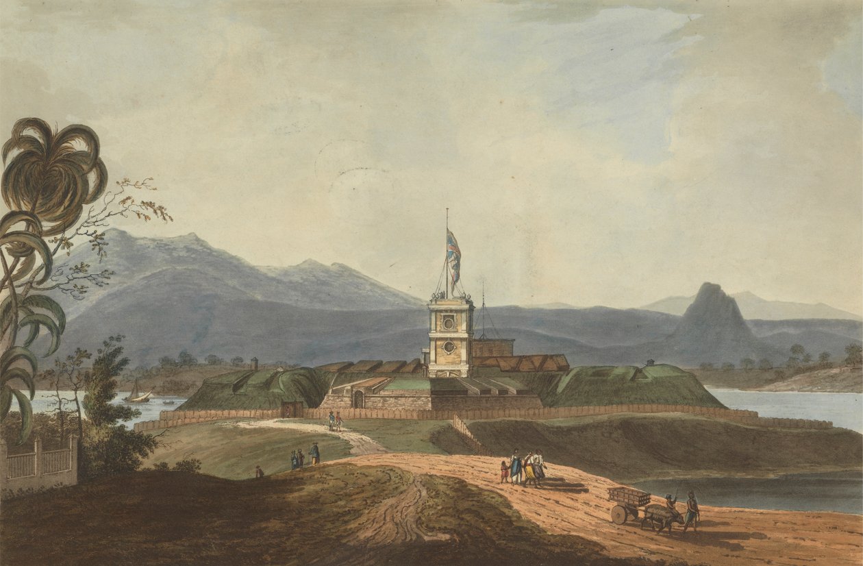 Vista Sudeste do Forte Marlborough, Benkulen, Sumatra, 1799 de Joseph Constantine Stadler