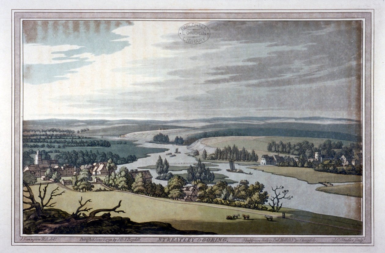 Vista de Streatley e Goring em Berkshire e Oxfordshire, 1793 de Joseph Constantine Stadler