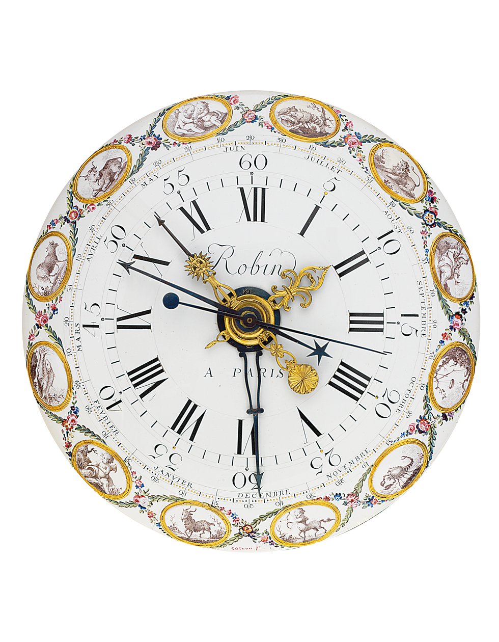 Regulador de manto de tempo solar médio e de tempo solar Luís XVI com remontoire, 1778 de Joseph Coteau