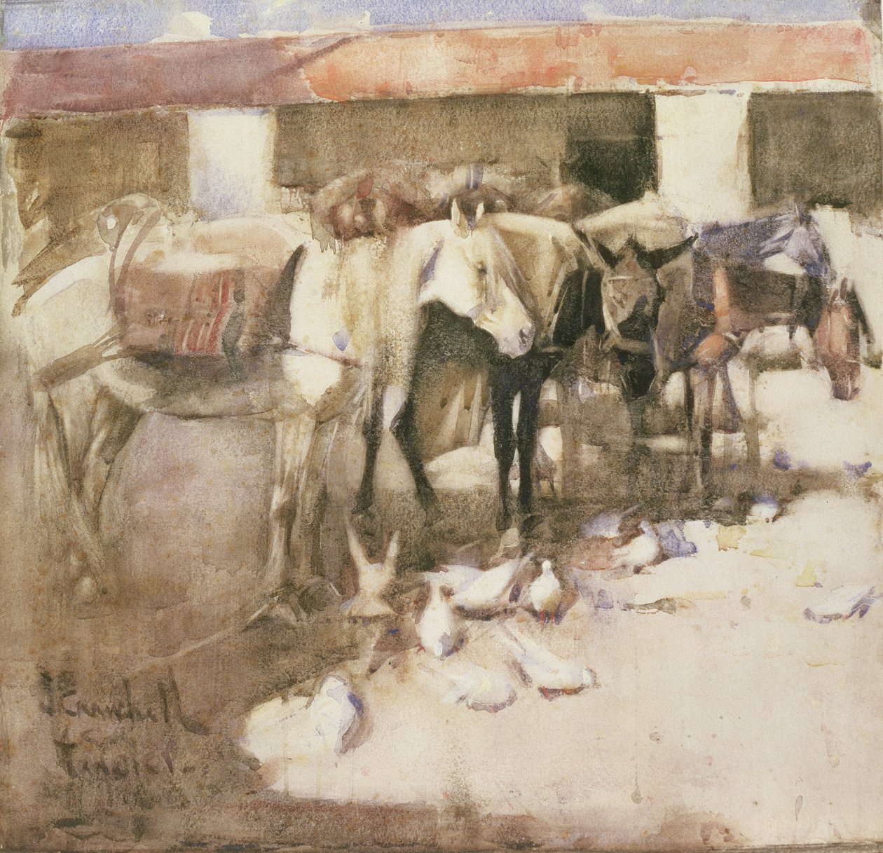 Sangar em Marrocos, 1888 (wc e bodycolour no papel) de Joseph Crawhall