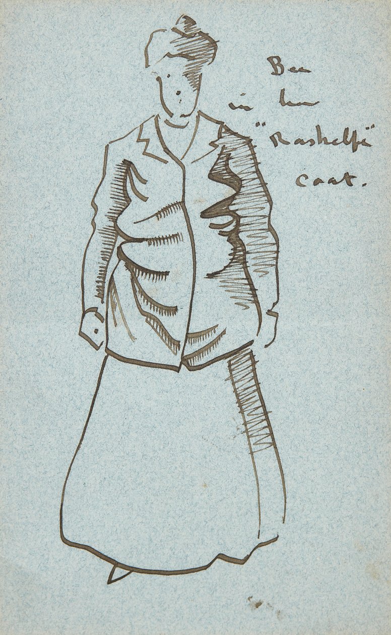 Tia Abelha em seu casaco Rashelfe (caneta e tinta) de Joseph Crawhall