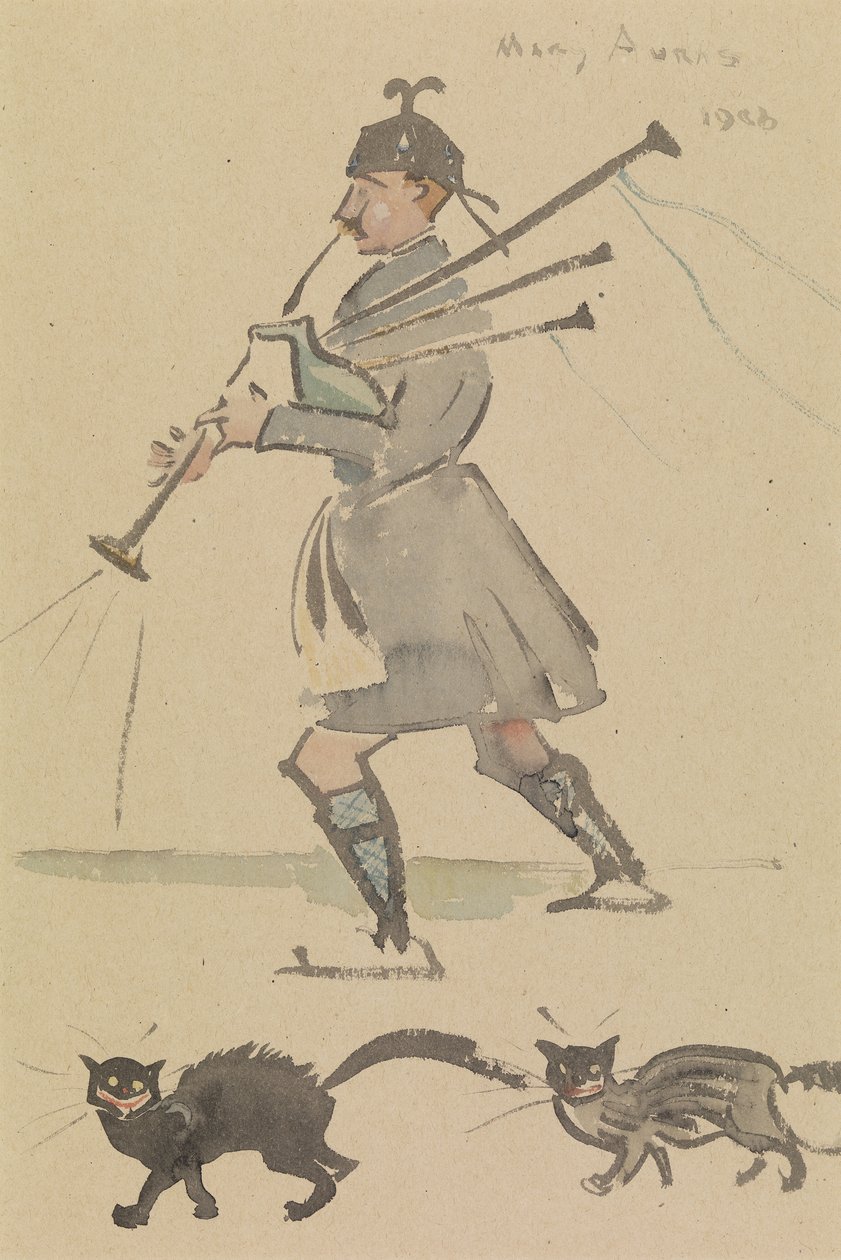 Highlander a tocar gaita de foles de Joseph Crawhall